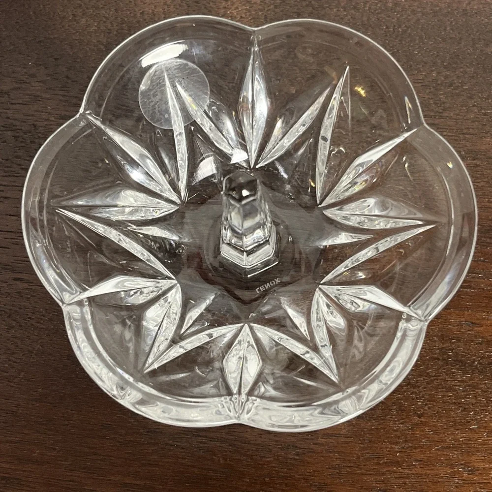 Lenox Lead Crystal Ring Holder Jewelry Glass Petal Trinket Dish Original Sticker